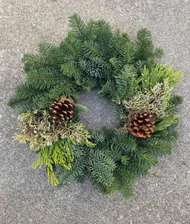Wreath 8" Mixed w/ Cones